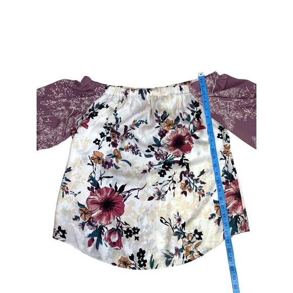 White House Black Market Satin Floral Off The Shoulder Blouse Size L - Picture 7 of 10